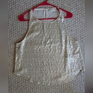 Abercrombie & Fitch Sparkling Sequin Sleeveless Top in Silver size M